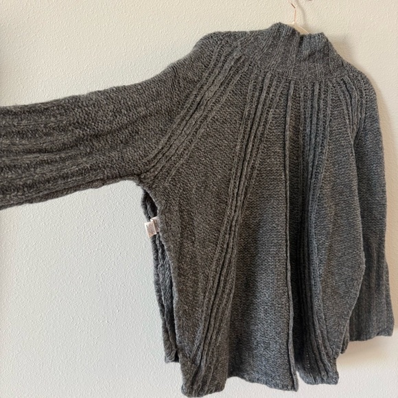Free People Oversized Charcoal Cowl Neck Sweater with Zipper and Side Slits - Picture 6 of 8